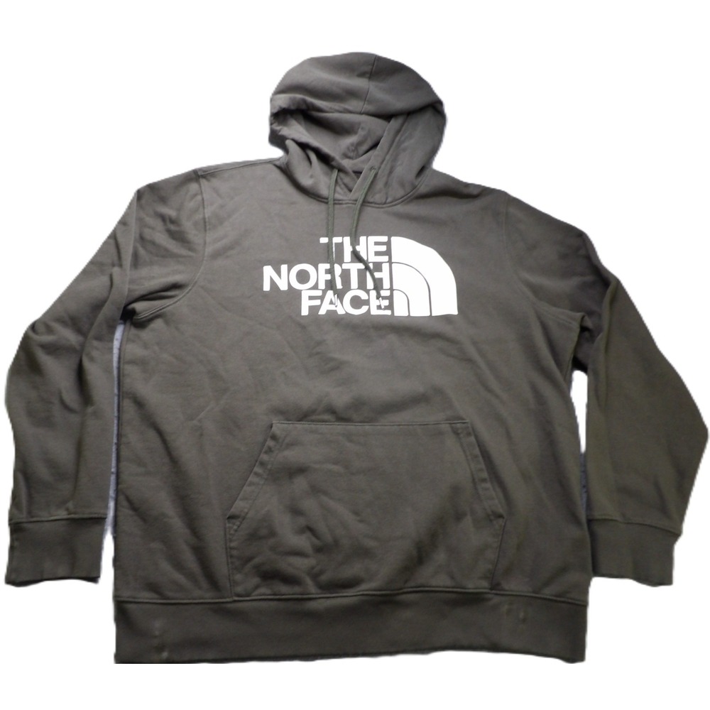 The North Face Half Dome Hoodie Men XL Olive Green Logo Pullover Sweatshirt TNF